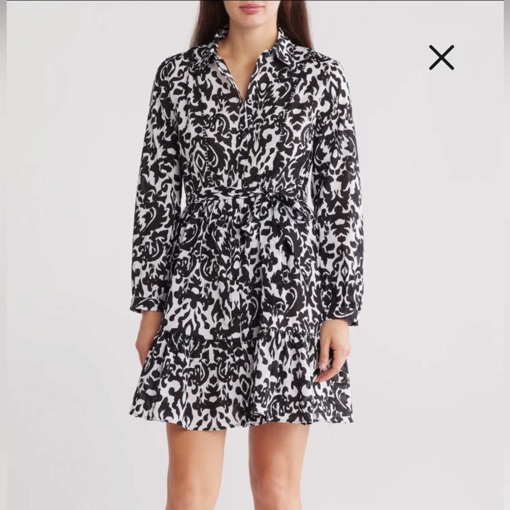 Long Sleeve Tie Waist Shirtdress